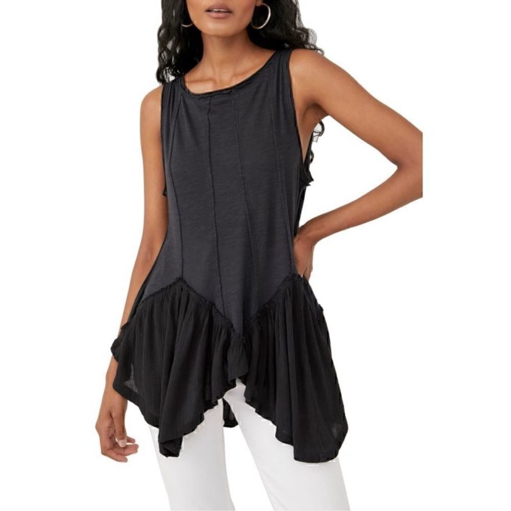 Free People Hem Cotton & Modal Tank Love Somebody Cotton Handkerch Hem C…